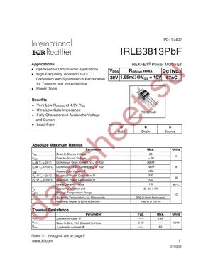 IRLB3813PBF datasheet  